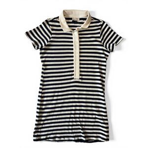 627 Universal Thread Navy Cream Striped Collared T-Shirt Dress Medium